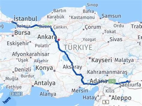 istanbul şanlıurfa yol haritası